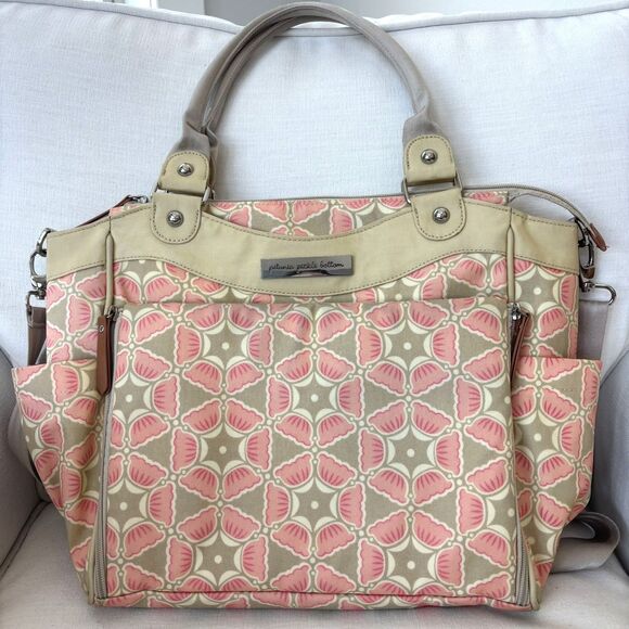 Petunia Pickle Bottom Handbags - Petunia Pickle Bottom City Carryall Blooming Brixham Diaper Bag Pink Beige Chic